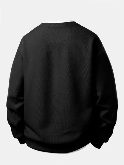2 In 1 Notched Collar Waffle Sweatshirt