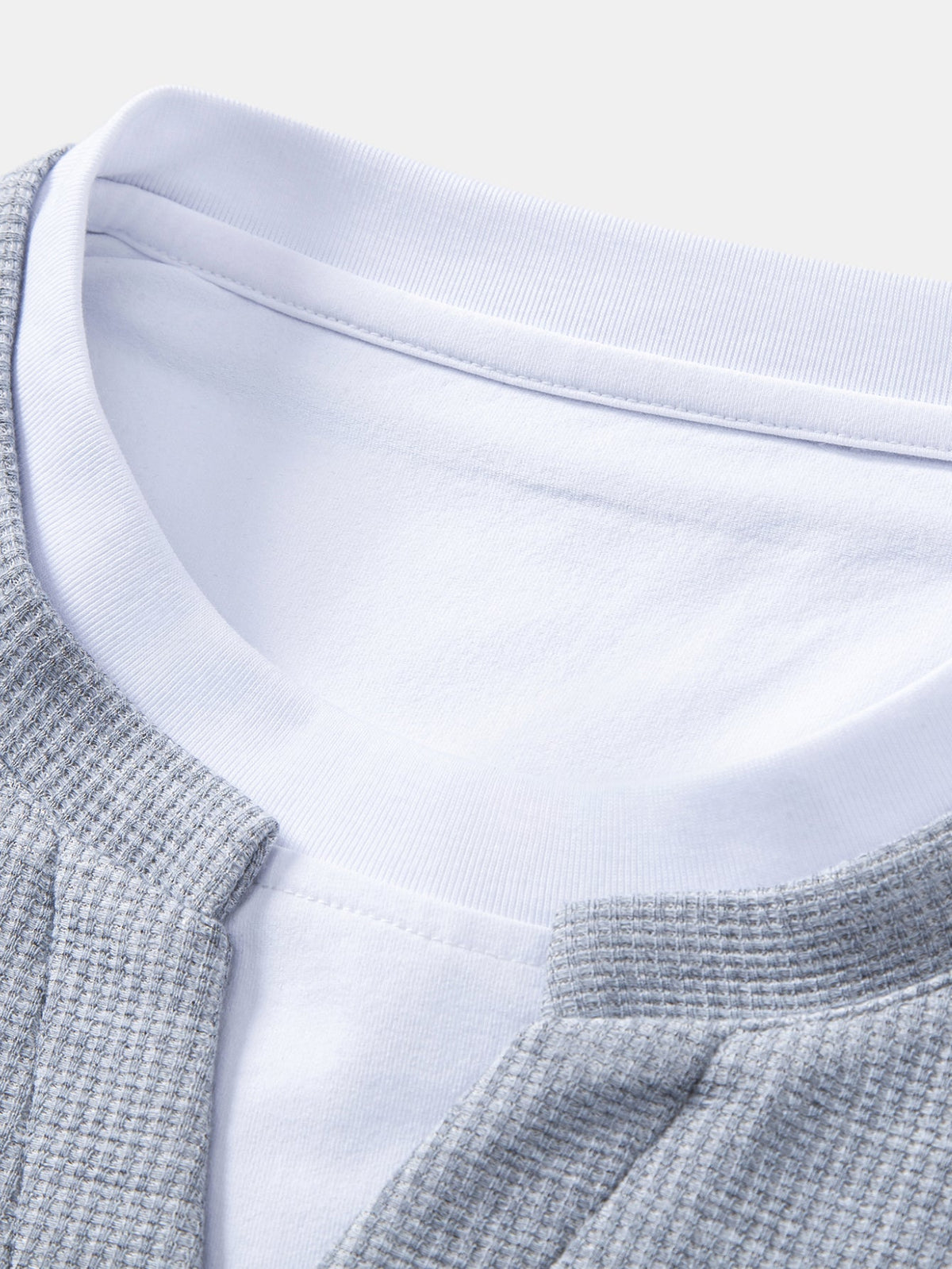 2 In 1 Notched Collar Waffle Sweatshirt