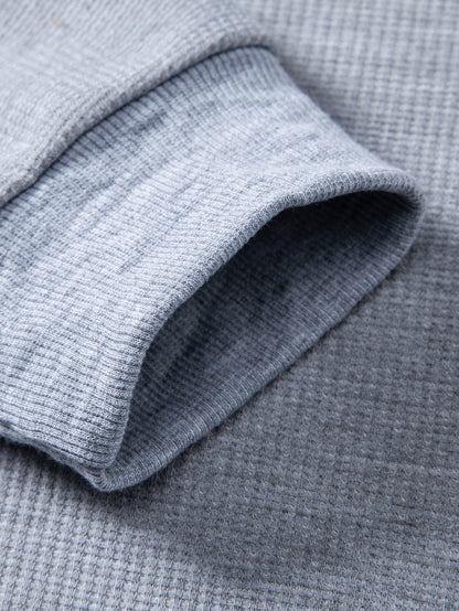 2 In 1 Notched Collar Waffle Sweatshirt