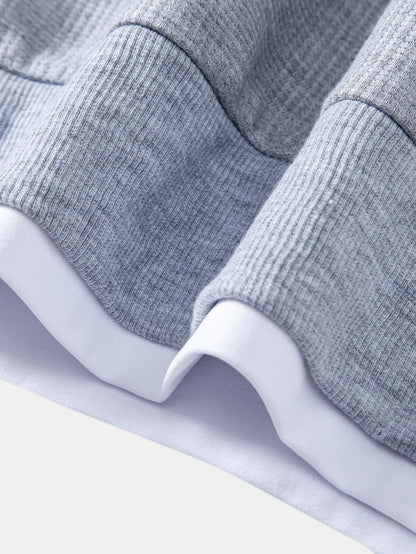 2 In 1 Notched Collar Waffle Sweatshirt